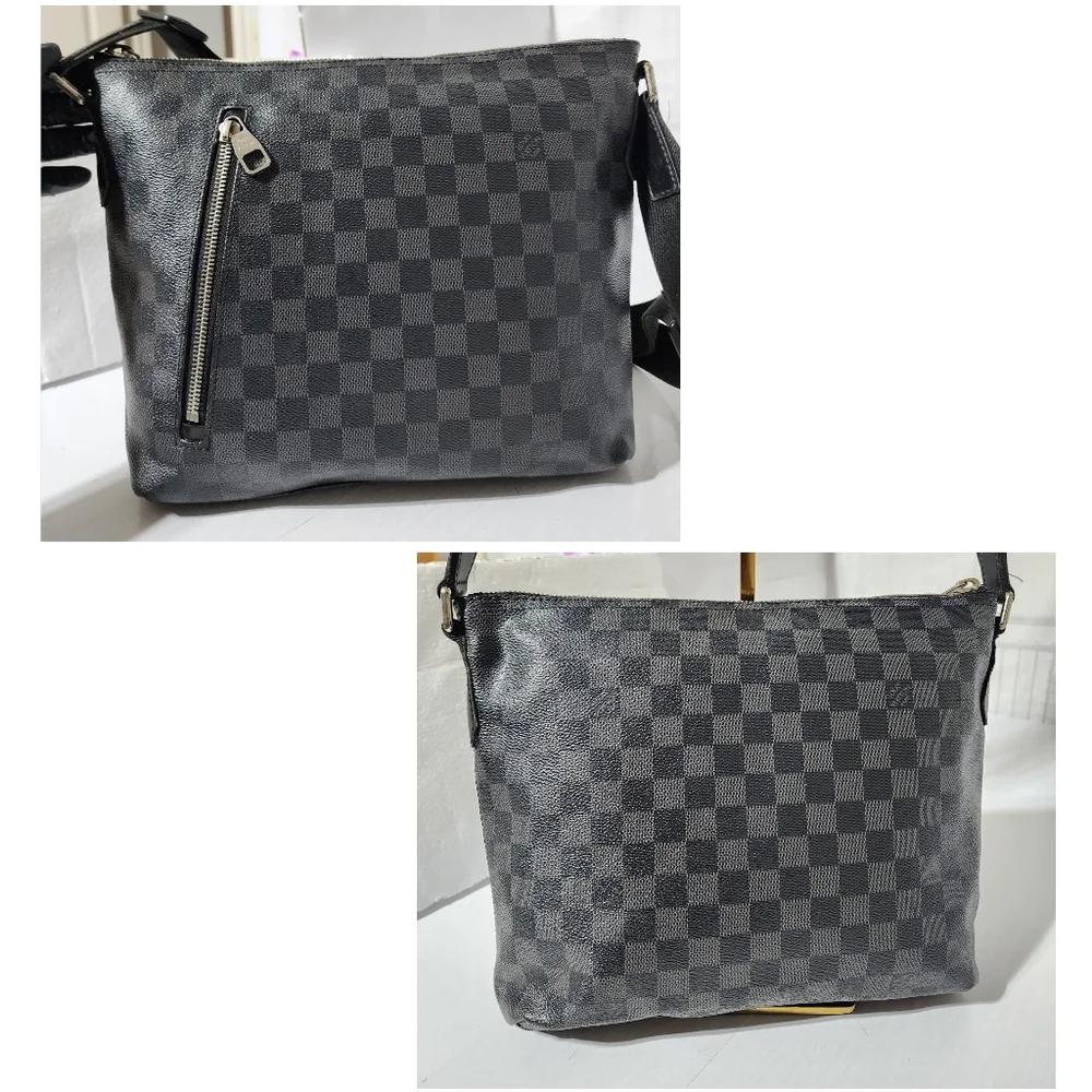 LOUIS VUITTON Damier Graphite Mick PM Shoulder Bag Black/Grey